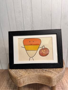 Mini Halloween Candy Corn Picture Frame Original Art West Hills Studio Artisan